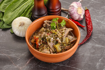 Steamed lamb meat with vegetables