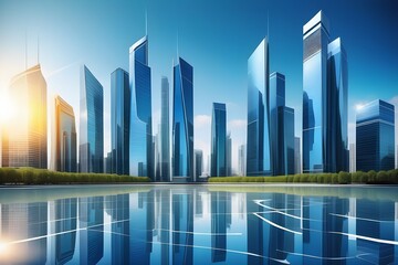 Picture of modern skyscrapers of a smart city