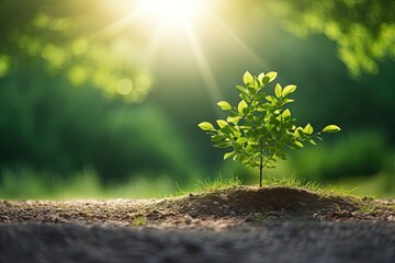 Sunlight streaming through the leaves, illuminating a small sapling