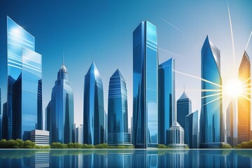 Picture of modern skyscrapers of a smart city