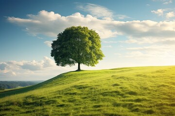 Fototapeta na wymiar One Tree on a Hilltop, a serene landscape