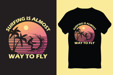 Summer Surfing T-Shirt Design Vector
