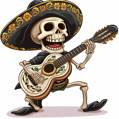 Happy Mexican skeleton mariachi