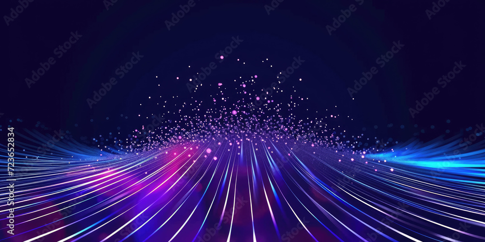Poster 3d rendering of abstract wire cable tunnel with digital binary data transmitting.pink glowing data c