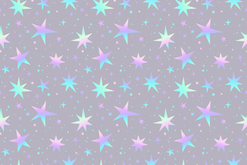 Seamless pattern of shiny holographic stars