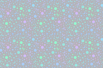 Seamless glitter pattern with moon and stars