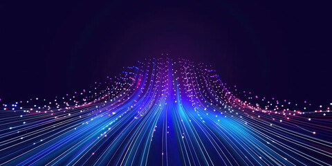 Fototapeta na wymiar 3D Rendering of abstract wire cable tunnel with digital binary data transmitting.pink Glowing data cables transferring information. futuristic, Technology, machine learning, big data, virtualization