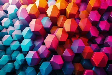 Fototapeta premium colorful geometric hexagonal abstract background. 3d rendering