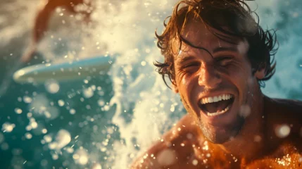 Foto op Canvas A close-up of a handsome male surfer © AlphaStock