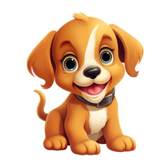 Naklejka premium Cute cartoon puppy isolated on transparent background, png