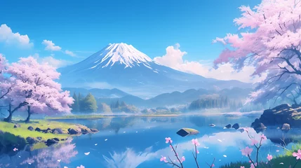 Foto op Canvas 春の富士山の風景 © Rossi0917