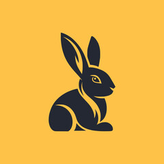 rabbit flat vector logo template