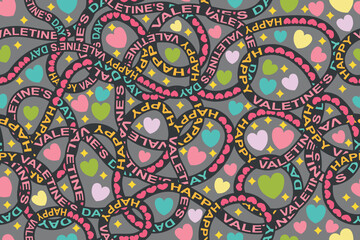 Valentine's Day background seamless pattern with seamless ribbon concept for background, greeting card, wrapping paper, fabric, cover, poster, etc.