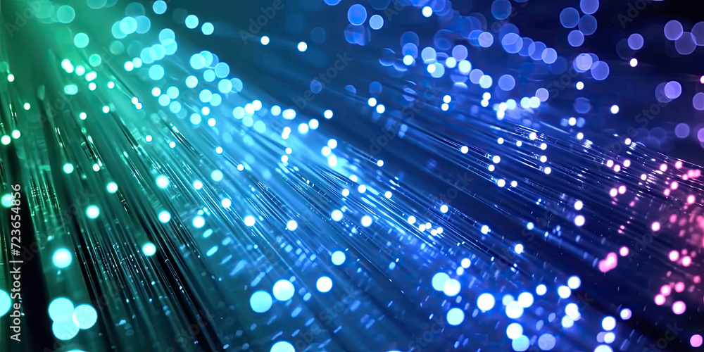Poster 3d rendering of abstract wire cable tunnel with digital binary data transmitting.glowing data cables