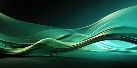 Green abstract background in the form of waves, haze. Modern background with the effect of movement, sliding, motion
