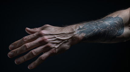 Human hand on dark background photography