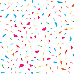 Bright Festival seamless pattern with confetti. Repeating background, vector illustration
