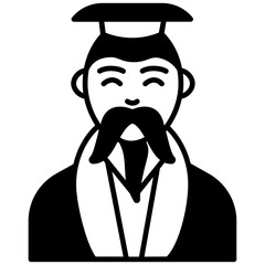 Chinese Emperor glyph and line vector illustration