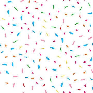Bright Festival seamless pattern with confetti. Repeating background, vector illustration
