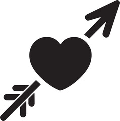 Cupid's Arrow Through Heart Silhouette