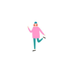 pose of person in pink clothes walking person