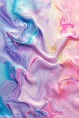 Obraz premium Soft pastel tones swirl in an abstract marbled pattern with undertones of blue and pink