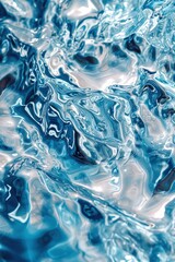 Naklejka premium Close-up view of abstract liquid art with a rippled surface, primarily in cooling blue color tones