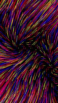 Vertical Colorful carpet curly hair, dj visuals abstract motion background, vj loop animation