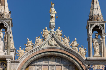 South facade of the Basilica of Saint Mark in Venice, Italy.
