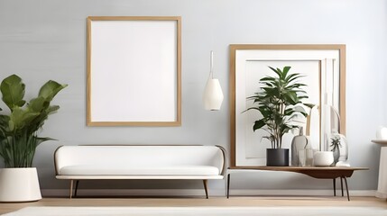 Mockup empty frame modern living room with sofa
