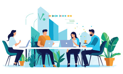 vector flat people on business teamwork illustration flat illustration.
