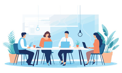 vector flat people on business teamwork illustration flat illustration.
