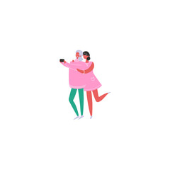 pose of person in pink clothes walking person