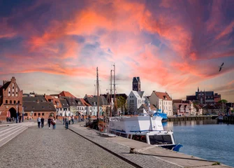 Poster view of the old town wismar with harbor on the baltic sea germany © Animaflora PicsStock