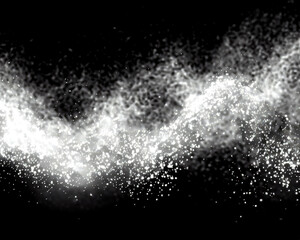 Fototapeta na wymiar Glitter particles mist or flame wave on a black background