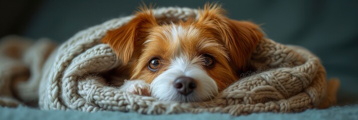Small Jack Russel Dog Lies Wrapped, Desktop Wallpaper Backgrounds, Background HD For Designer