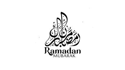 ramadan mubarak calligraphy text animation in black and white colors.
