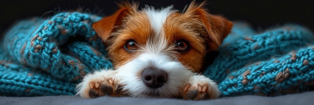 Small Jack Russel Dog Lies Wrapped, Desktop Wallpaper Backgrounds, Background HD For Designer