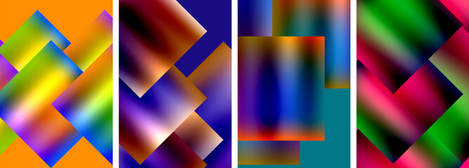 Colorful metal square abstract poster backgrounds