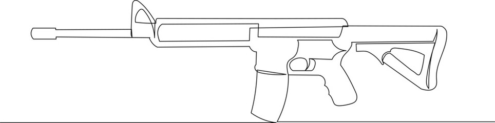 machine gun, sketch, line drawing, vector