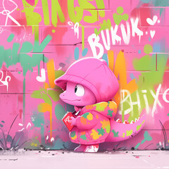 Graffiti Art Baby Dinosaur
