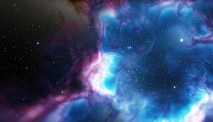 Starry night sky space background with nebula, 3D illustration