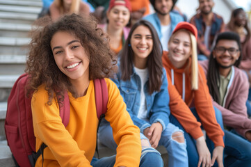 Fototapeta premium College or High School Students Friends Group