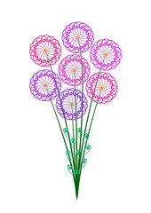 bouquet de fleurs en forme de spirales sur fond transparent