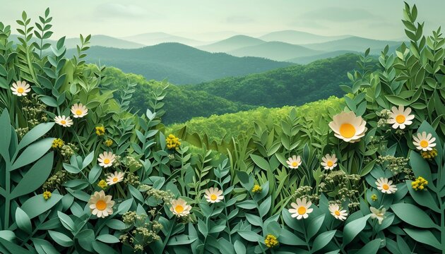 April Showers Bring May Flowers: A Vibrant Display of Wildflowers in a Lush Green Forest Generative AI