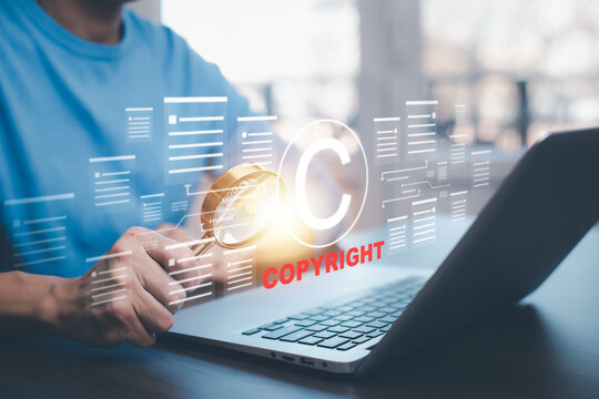 patents and intellectual property protection law and rights Intellectual property symbol of copyright icon.