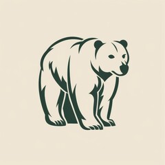 Obraz premium simple line art graphic logo of a bear - isolated on plain background