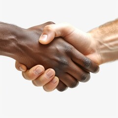 Fototapeta premium Two Shaking Hands Dark Skin Athletic On White Background, Illustrations Images