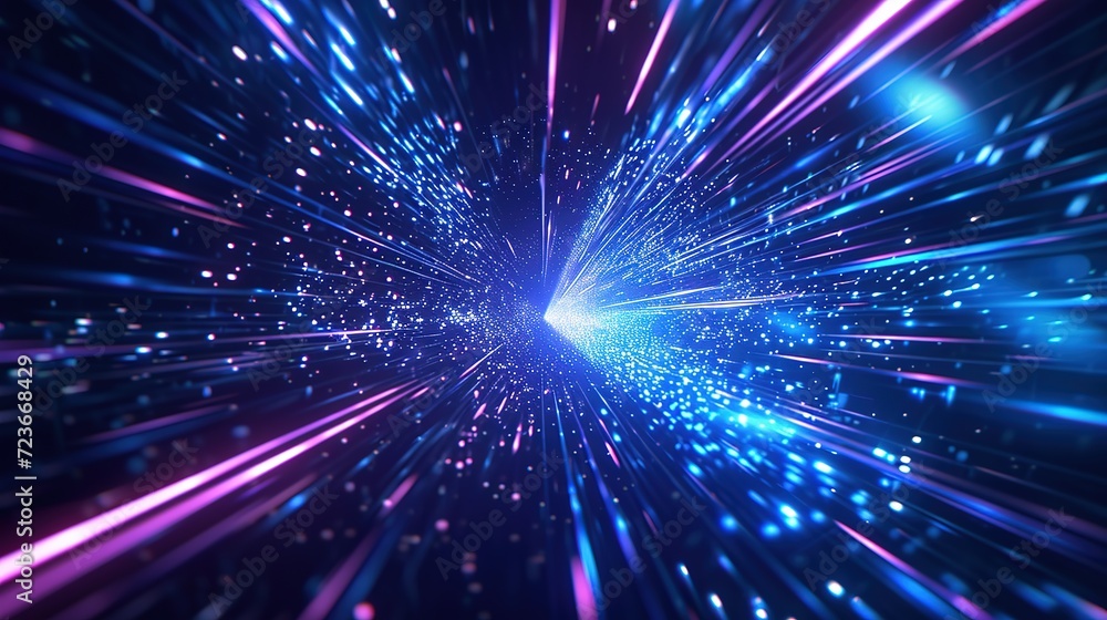 Poster a mesmerizing image depicting the warp drive effect, simulating travel at the speed of light through