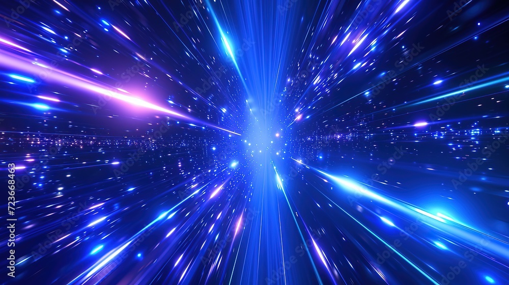 Aufkleber abstract concept of a hyperspace jump with blue streaks and particles simulating high-speed travel t